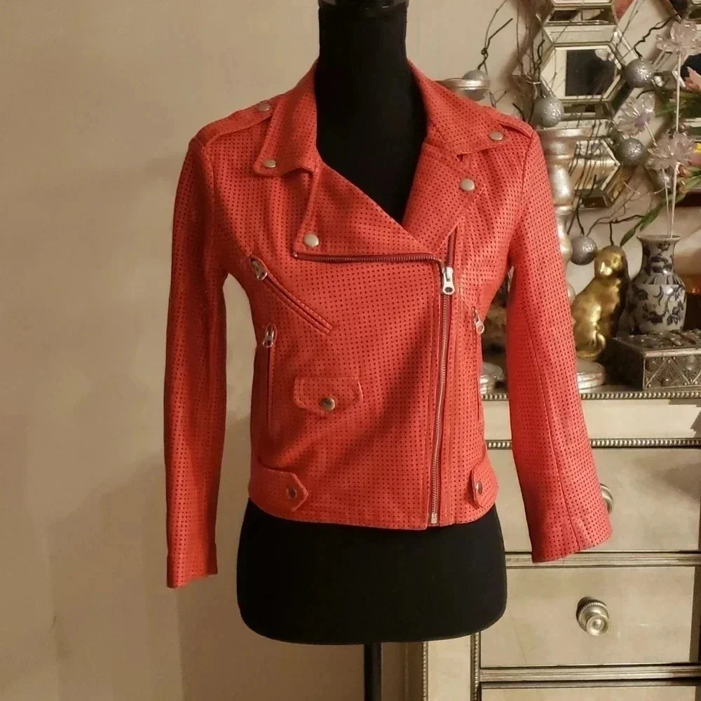 ð
ºrebecca MINKOFF lambskin leather jacket size XS NWOT - Picture 2 of 11